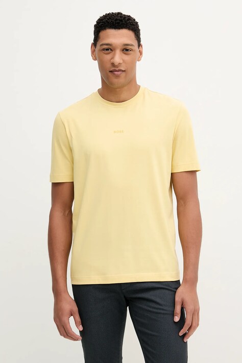 BOSS tricou BOSS ORANGE culoarea galben, uni, 50473278