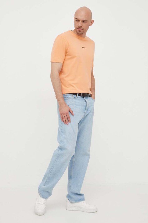 BOSS tricou BOSS ORANGE barbati, culoarea portocaliu, cu imprimeu, 50473278