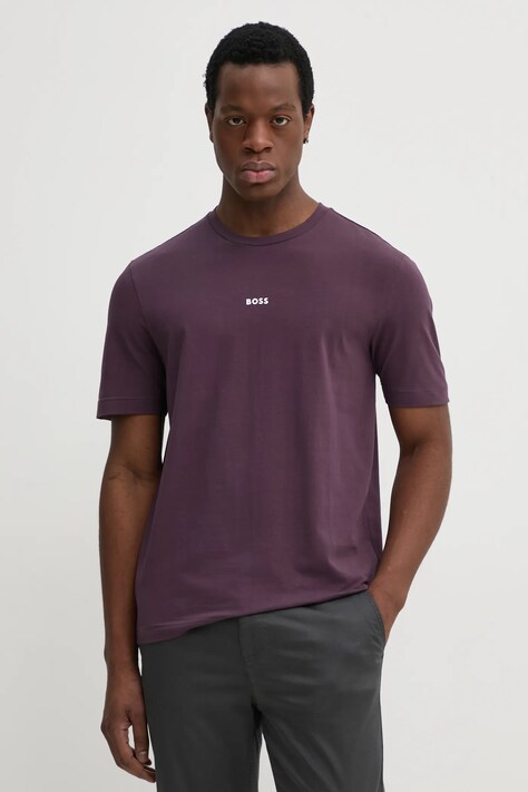 BOSS tricou BOSS ORANGE barbati, culoarea negru, cu imprimeu, 50473278