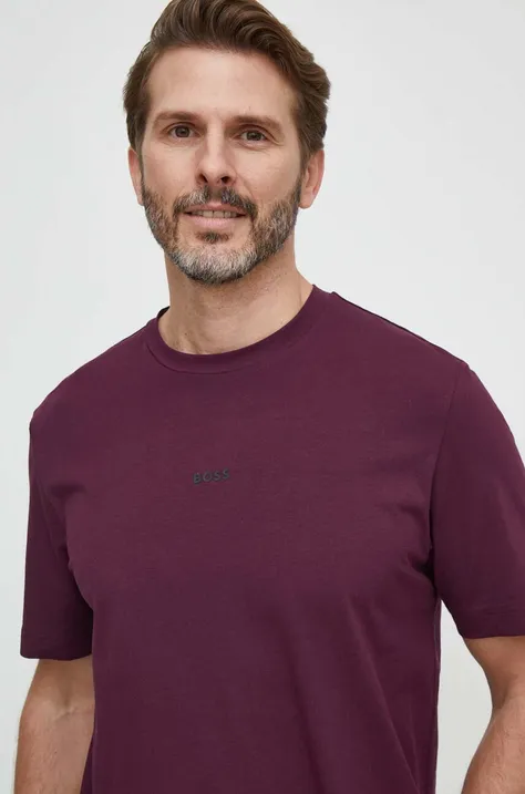 Kratka majica BOSS BOSS ORANGE moška, vijolična barva, 50473278