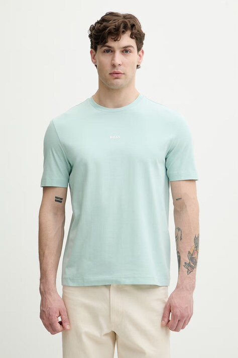 BOSS Orange T-shirt męski z bawełną TChup turkusowy 50473278