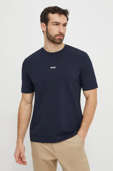 BOSS t-shirt BOSS ORANGE męski kolor niebieski gładki