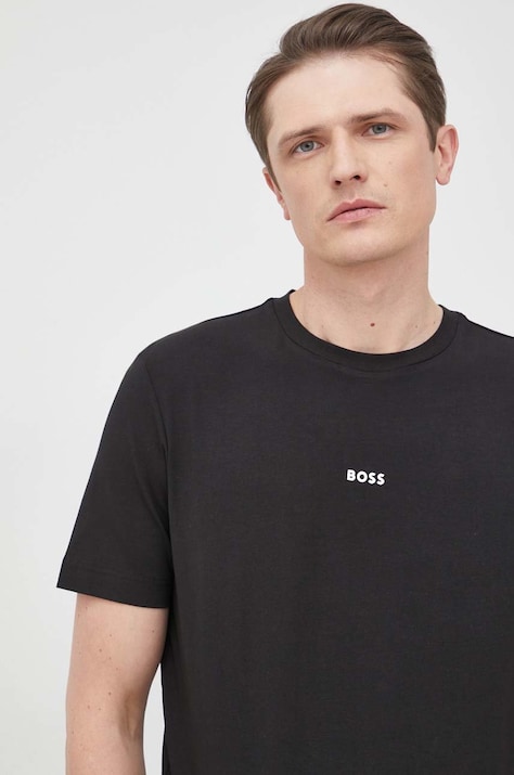 BOSS tricou BOSS ORANGE barbati, culoarea negru, cu imprimeu, 50473278