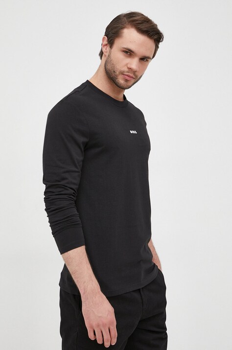 BOSS Orange BOSS longsleeve  TChark męski kolor czarny gładki 50473286