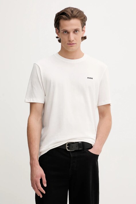 HUGO tricou din bumbac culoarea bej, uni, 50466158