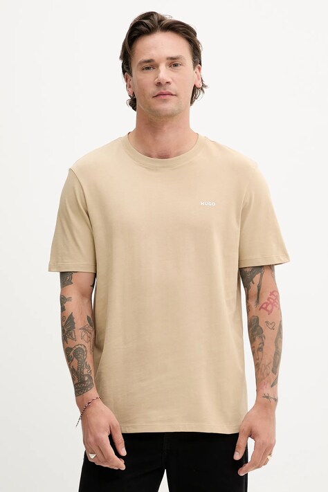 HUGO tricou din bumbac culoarea bej, uni, 50466158