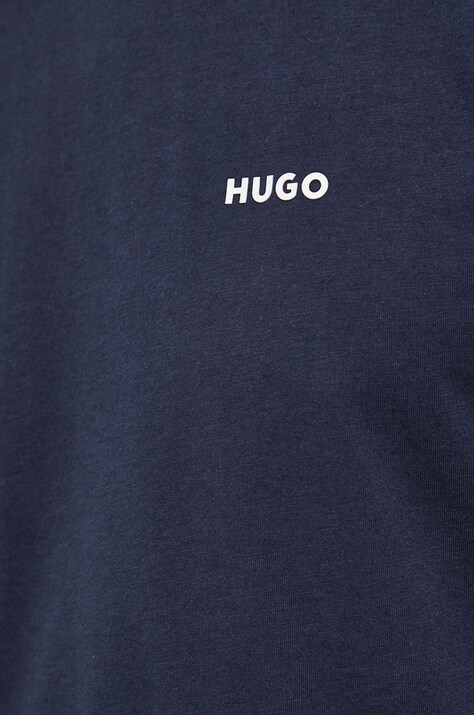 Бавовняний лонгслів HUGO — SS22-TSM278, темно-синій — фото 5
