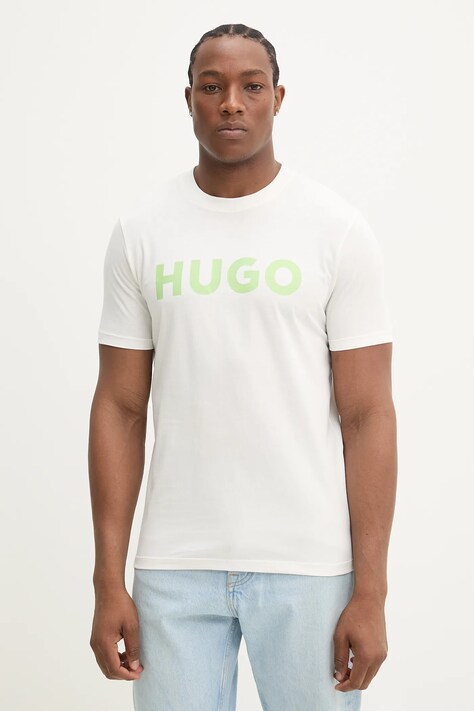HUGO tricou din bumbac bărbați, culoarea negru, cu imprimeu, 50467556