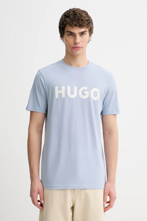 HUGO t-shirt bawełniany męski kolor czarny z nadrukiem 50467556