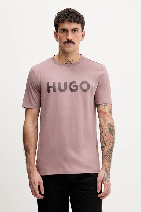 HUGO t-shirt bawełniany męski kolor czarny z nadrukiem 50467556