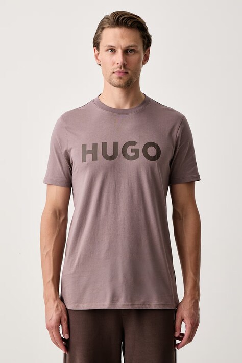 HUGO T-shirt męski bawełniany Dulivio pomarańczowy 50467556
