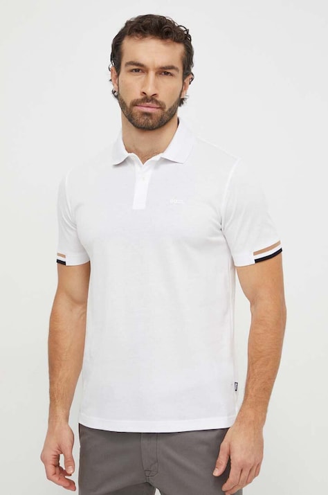 Бавовняне поло BOSS колір чорний однотонний