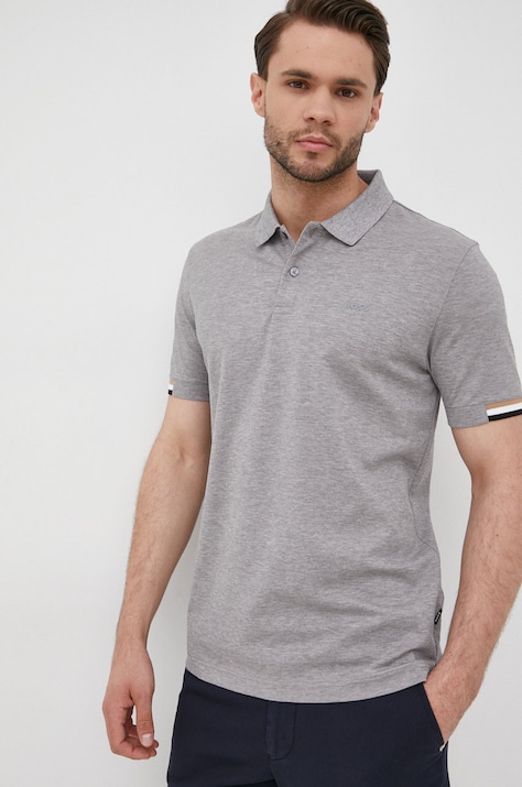 BOSS polo bawełniane 50467113 kolor szary gładki 50467113