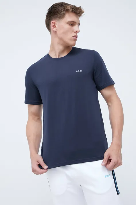 Піжамна футболка BOSS чоловічий колір синій з аплікацією