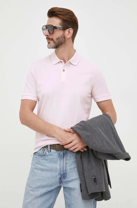 Pamučna polo majica BOSS boja: ružičasta, glatki model