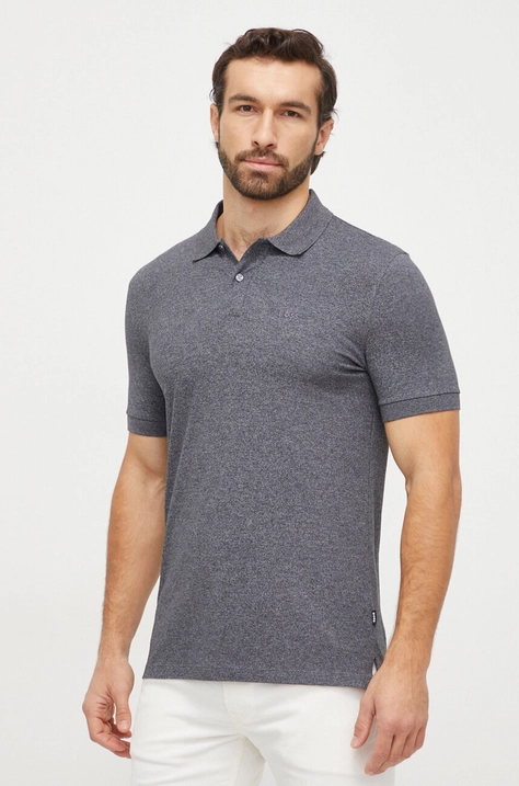 BOSS polo de bumbac culoarea gri, uni 50468301