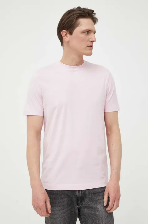 BOSS t-shirt bawełniany kolor różowy gładki