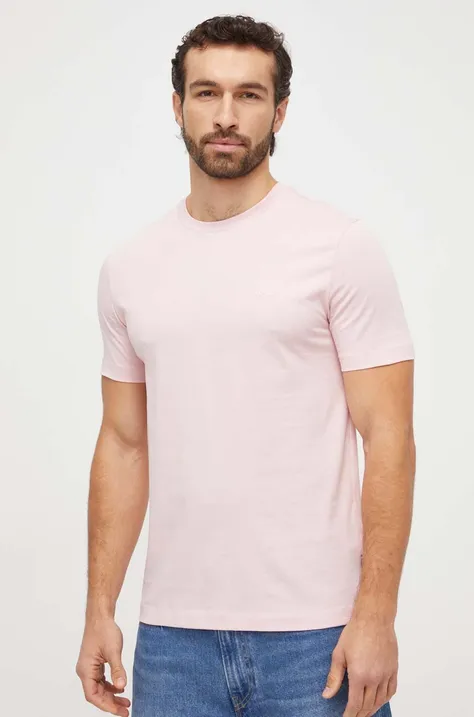 Bavlnené tričko BOSS pánsky, ružová farba, jednofarebný, 50468347