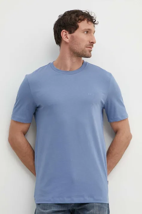 BOSS t-shirt bawełniany męski kolor niebieski gładki 50468347