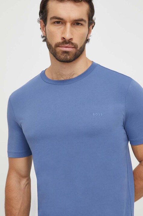 BOSS tricou din bumbac barbati, culoarea violet, neted, 50468347