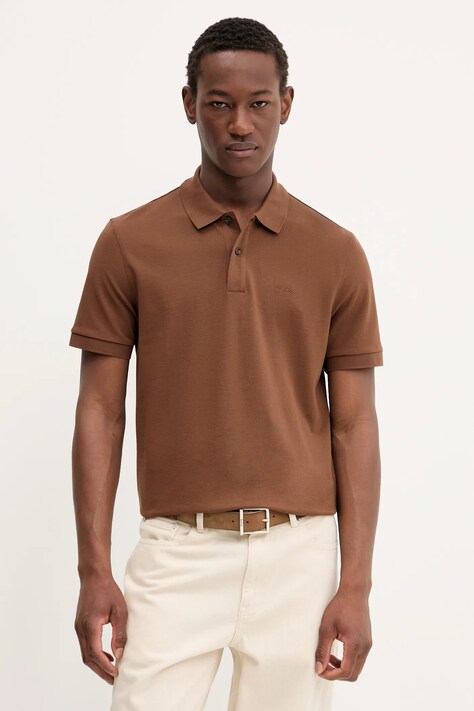 BOSS polo de bumbac culoarea negru, uni, 50468362