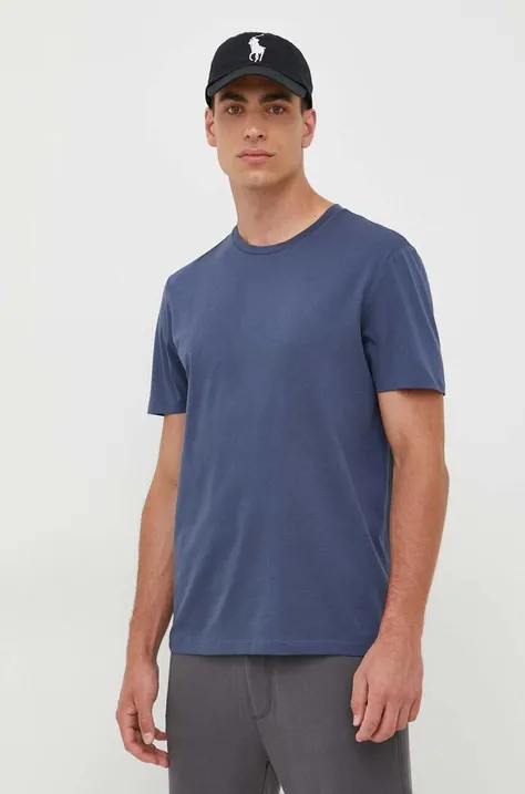 Памучна тениска BOSS в синьо с изчистен дизайн 50468395