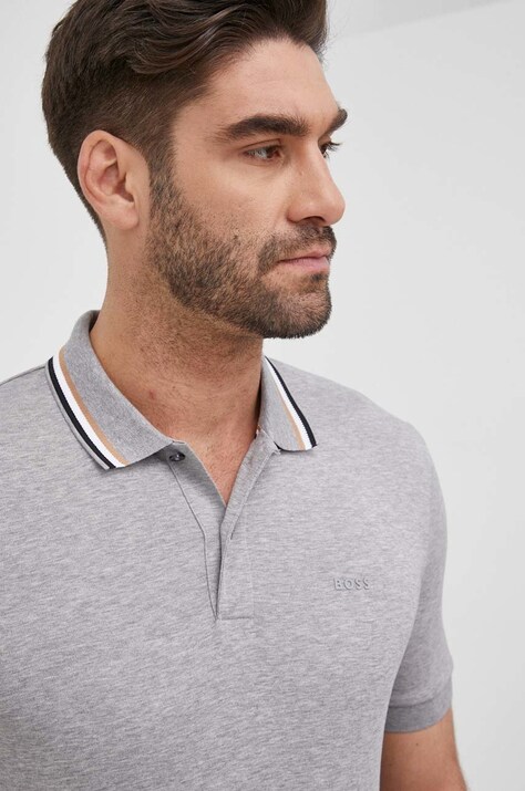 BOSS polo in cotone colore grigio 50469360