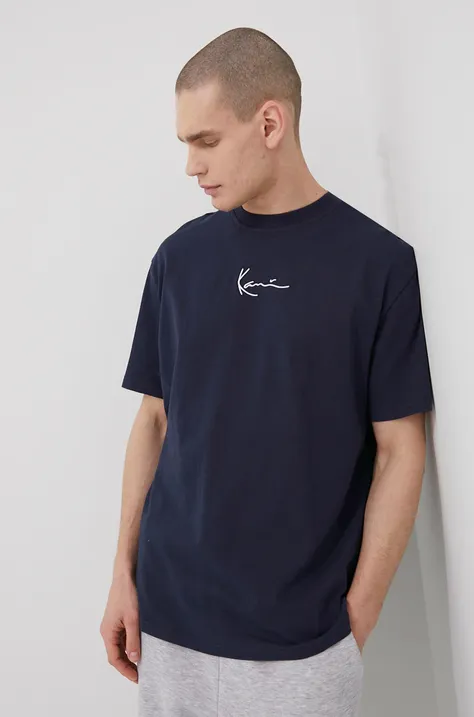 Karl Kani t-shirt bawełniany kolor granatowy z aplikacją