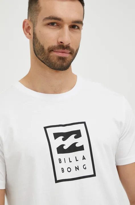 Бавовняна футболка Billabong колір білий з принтом