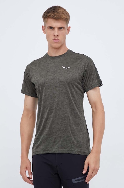 Sportska majica kratkih rukava Salewa Puez Melange Dry boja: zelena, melanž, 00-0000026537