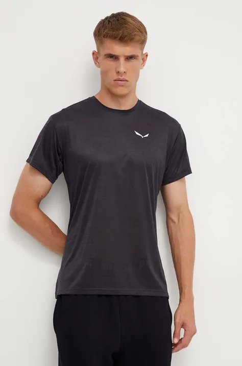 Salewa t-shirt sportowy Puez Melange kolor czarny melanżowy