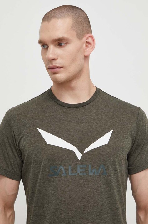 Спортивная футболка Salewa Solidlogo цвет зелёный с принтом