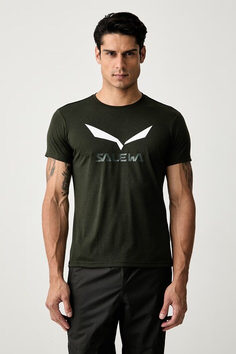 Salewa T-shirt trekkingowy męski Solidlogo Dry zielony 00.0000027018