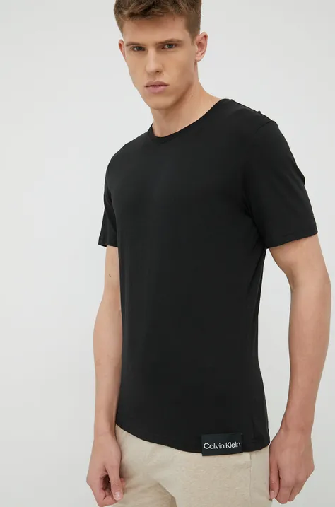 Піжамна футболка Calvin Klein Underwear колір чорний меланж