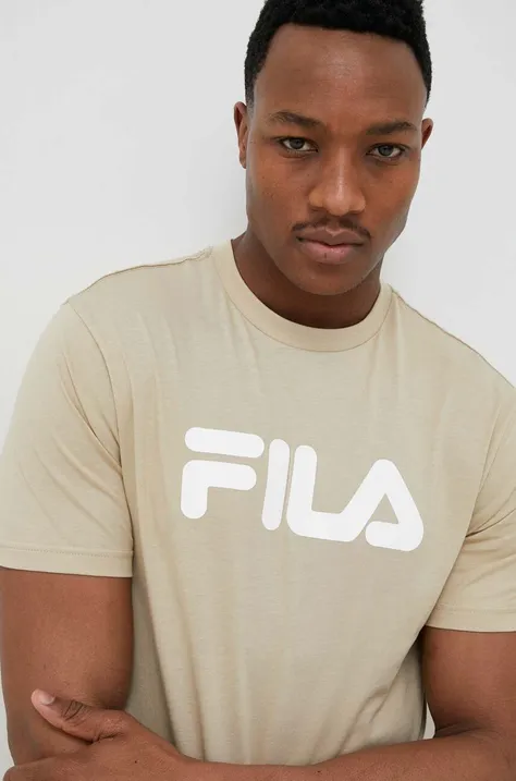 Хлопковая футболка Fila цвет бежевый с принтом