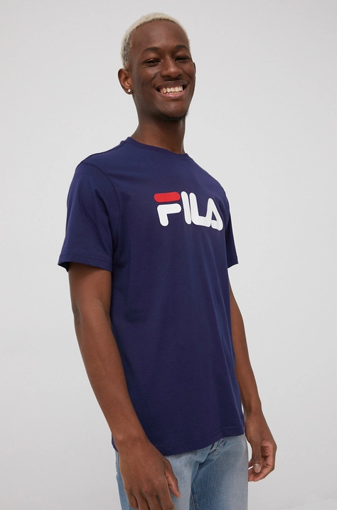 Fila tricou din bumbac culoarea albastru marin, cu imprimeu