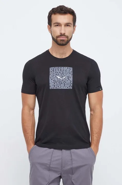 Salewa t-shirt sportowy Pure Box kolor czarny z nadrukiem