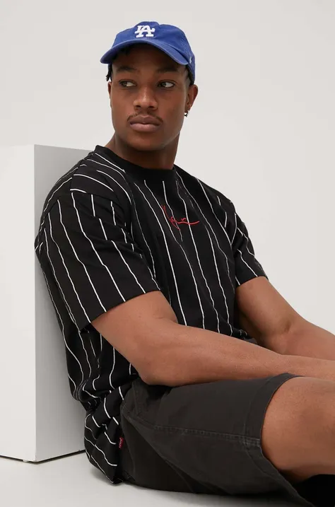 Бавовняна футболка Karl Kani колір чорний з аплікацією