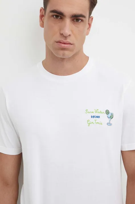 Хлопковая футболка MC2 Saint Barth цвет бежевый с аппликацией