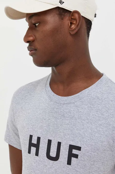 Памучна тениска HUF в черно с принт