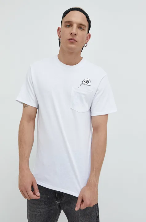 Bombažna kratka majica HUF bela barva