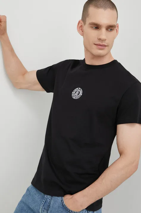 Bavlnené tričko Unfair Athletics čierna farba, s nášivkou