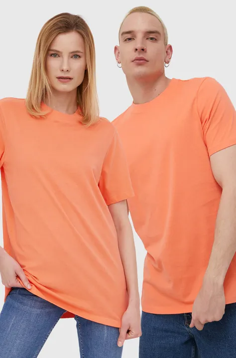 Bavlněné tričko Superdry oranžová barva, hladký