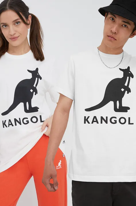 Kangol t-shirt bawełniany kolor beżowy z nadrukiem KLEU005-01