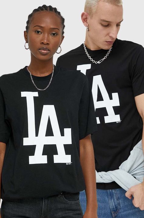 Βαμβακερό μπλουζάκι 47brand Mlb Los Angeles Dodgers