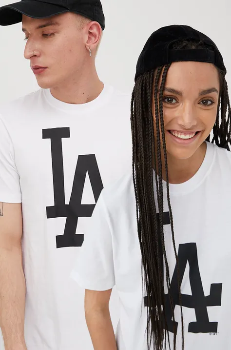 47brand t-shirt bawełniany MLB Los Angeles Dodgers kolor biały z nadrukiem BB012TEMIME557555WW