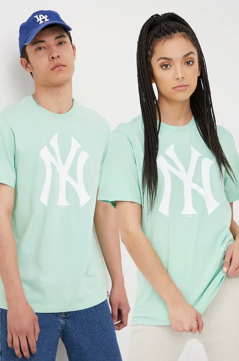 Bavlnené tričko 47brand Mlb New York Yankees zelená farba, s potlačou