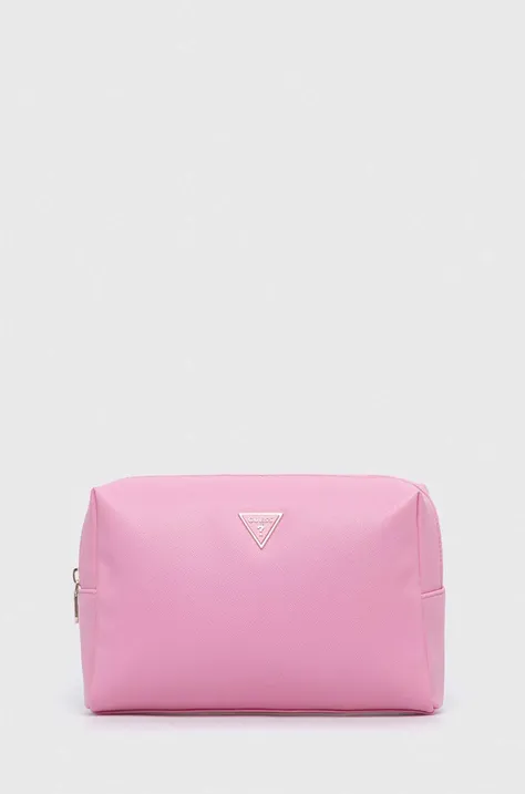 kozmetična torbica Guess roza barva