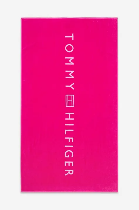 Βαμβακερή πετσέτα Tommy Hilfiger χρώμα: ροζ