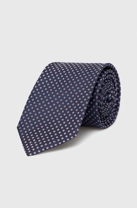 Svilena kravata HUGO mornarsko modra barva